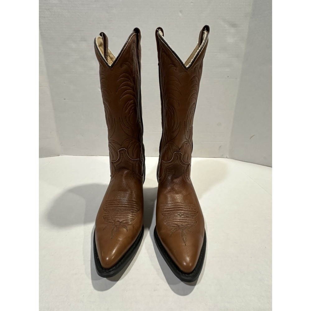 ACME Western Cowboy Boots Leather Brown Embroidered Women's Size 5.5